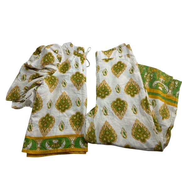 Haute Hippie Tops - NWT Haute Hippie Linen Blend 2 Piece Set Short Sleeve Top Wide Leg Pants Size‎ L